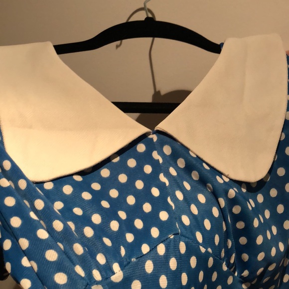 Vintage Pierre Christophe blue polka dot Peter Pan collar dress - Picture 5 of 9